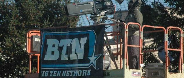 Big Ten Network's camera crew at a Ohio State v Penn field hockey tournament.
