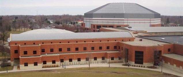 Health and Physical Activity Building with Worthen Arena, BSU.