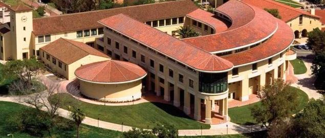 Aerial view of the Orfalea College of Business, and the Cal Poly SLO campus.