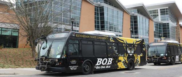 Kennesaw State University campus and Big Owl buses.