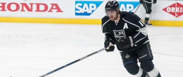 Los Angeles Kings team captain, Anze Kopitar takes the ice.