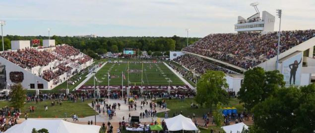 South end zone at Plaster Stadium, home of the Missouri State Bears football team.