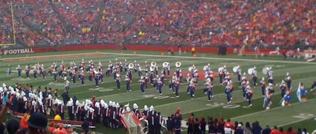 The Morgan State Marching Band performing during halftime vs Rutgers.