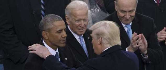 Joe Biden with Donald Trump in 2017 inauguration