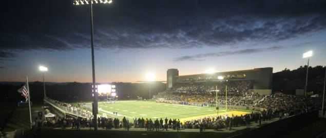 Sold out crowd of over 11,000 in Albany's inaugural game at Bob Ford Field on 9/14/13.