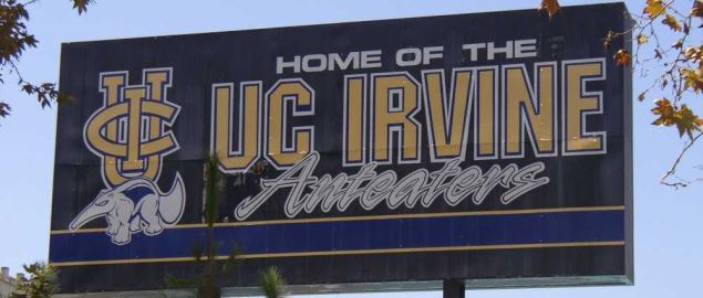 UCI sign at Crawford Hall, part of the Crawford Athletic Complex.
