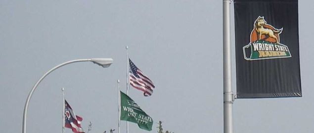 Raiders flag at the Wright State University main campus.